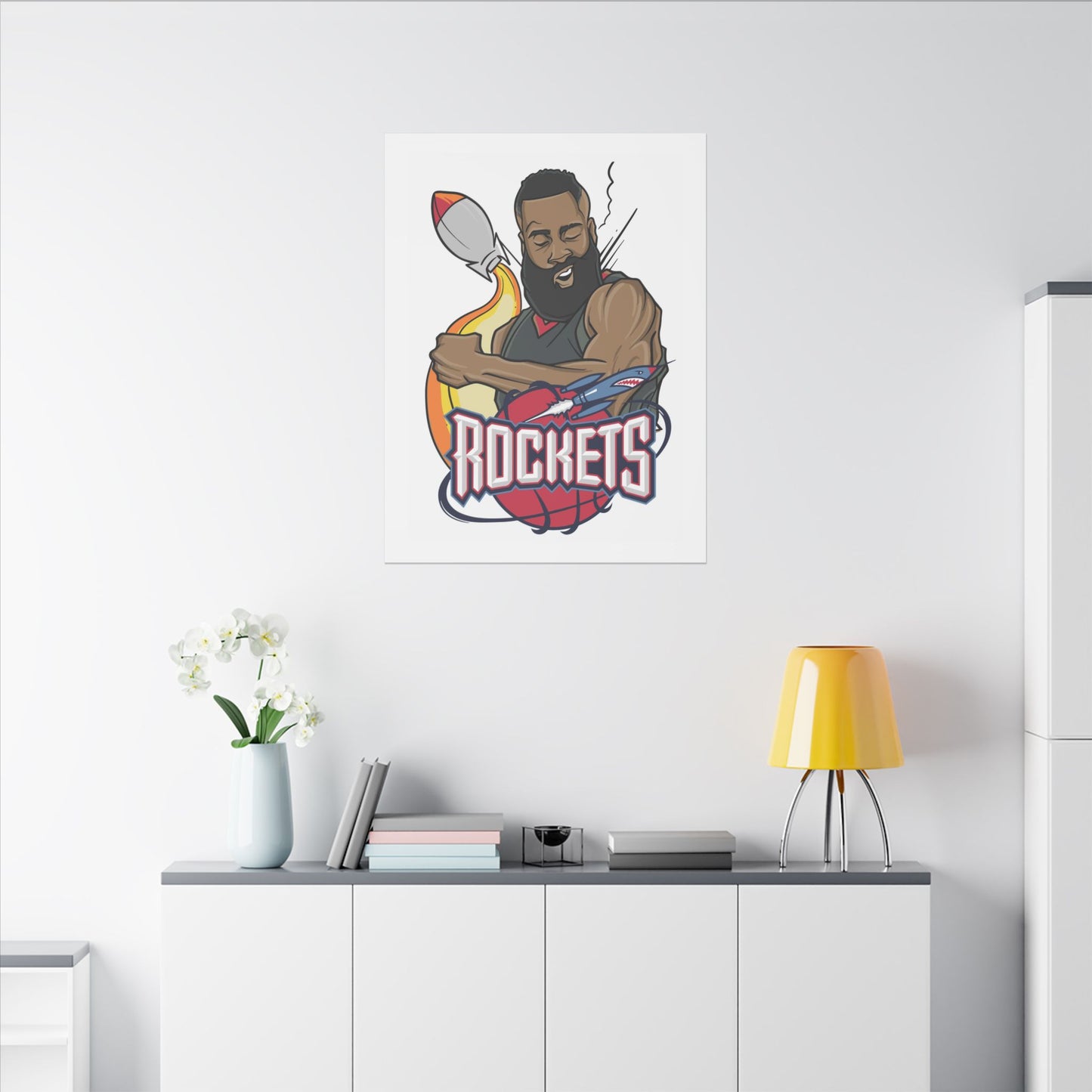 James Harden Canvas Wall Art, Rockets Fan Decor, Sports Art Print, Home Office Decoration, Unique Gift for Basketball Lovers - CreativeRino