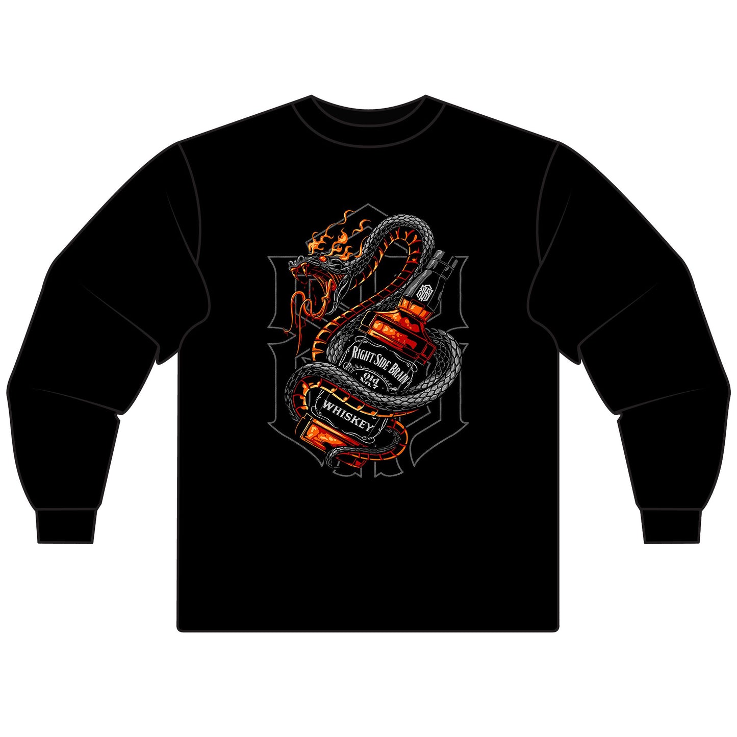 Whiskey Snake Unisex Long Sleeve T-Shirt - Perfect for Casual Wear & Gift for Whiskey Lovers - CreativeRino