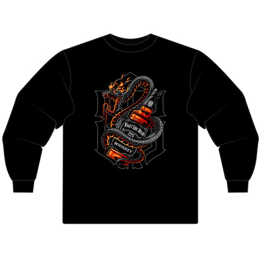 Whiskey Snake Unisex Long Sleeve T-Shirt - Perfect for Casual Wear & Gift for Whiskey Lovers - CreativeRino