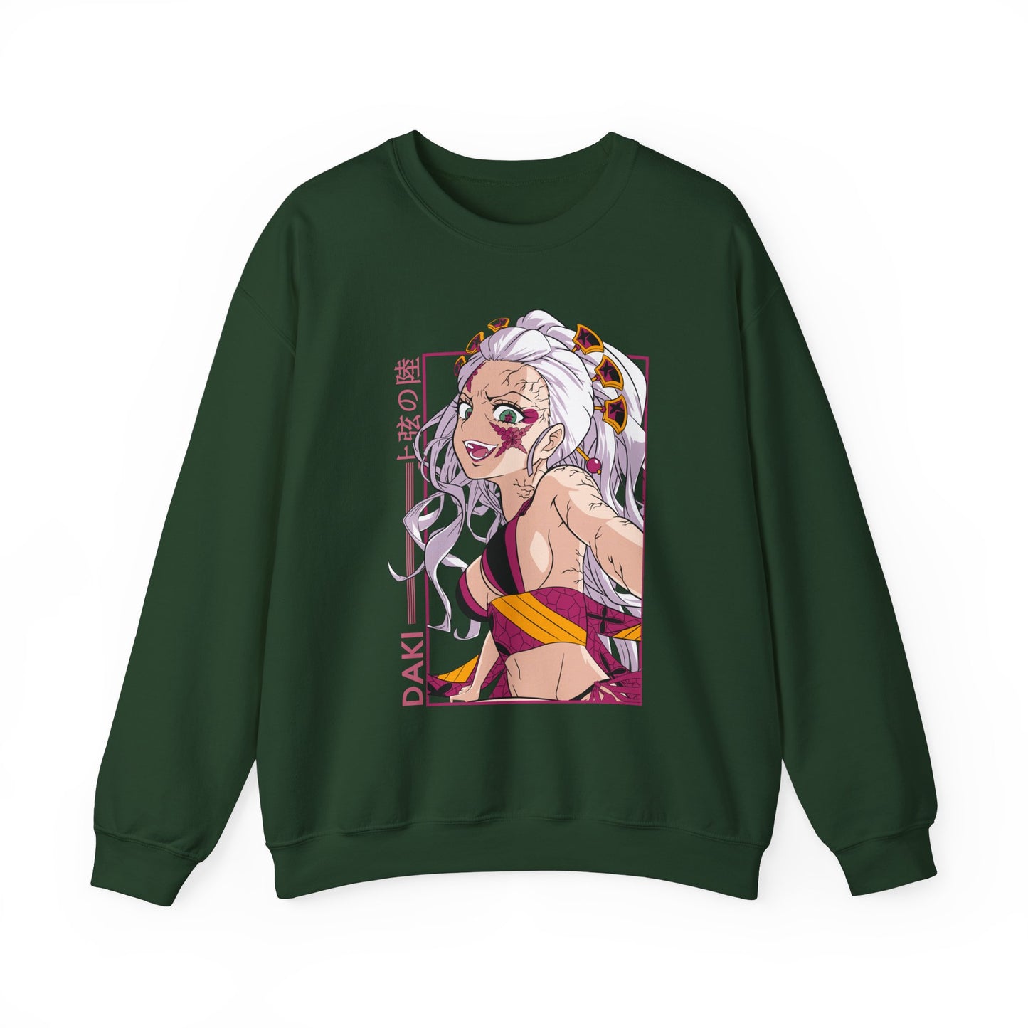 Anime-Inspired Unisex Crewneck Sweatshirt - Demon Slayer Daki Design - CreativeRino