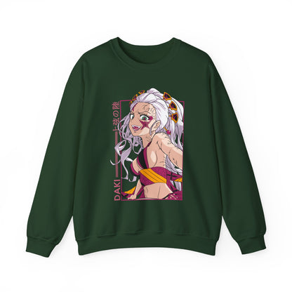 Anime-Inspired Unisex Crewneck Sweatshirt - Demon Slayer Daki Design - CreativeRino