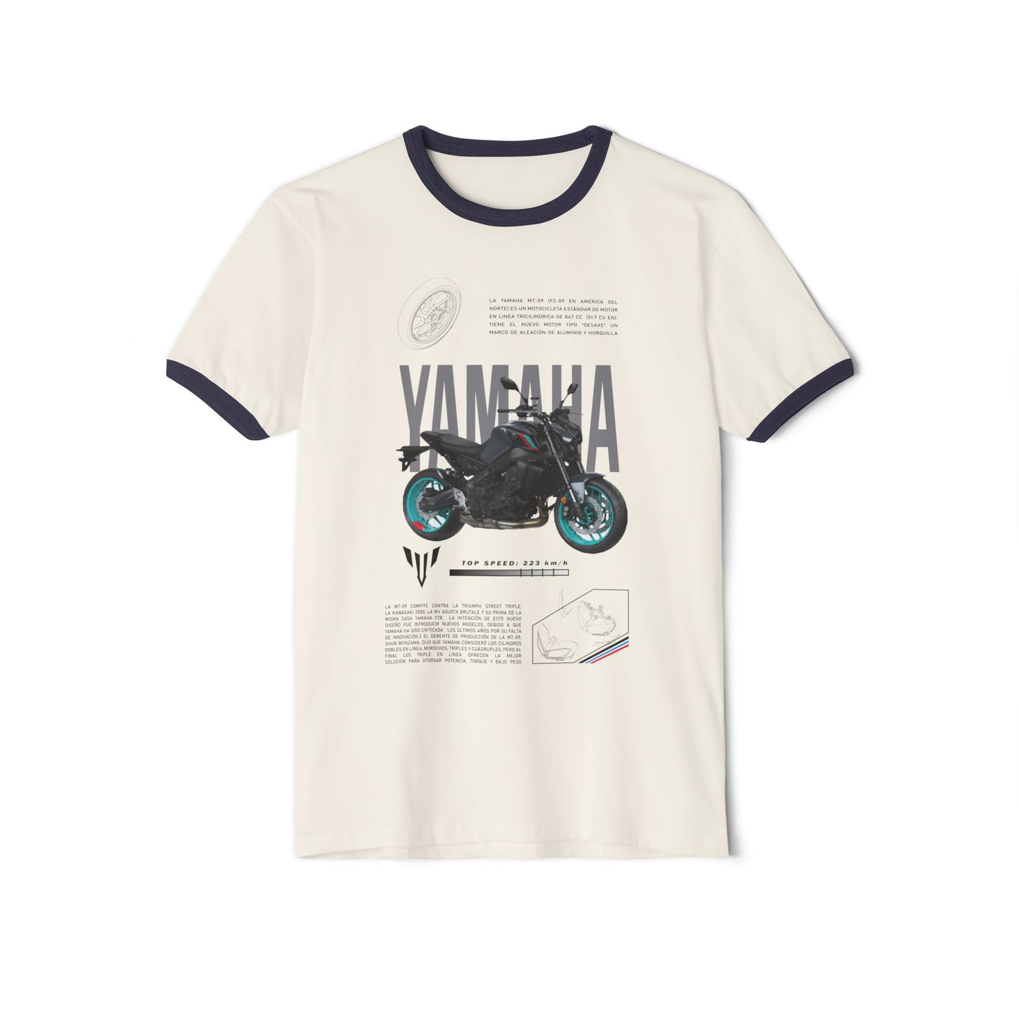 Yamaha Motorcycle Unisex Cotton Ringer T-Shirt - Vintage Design - CreativeRino