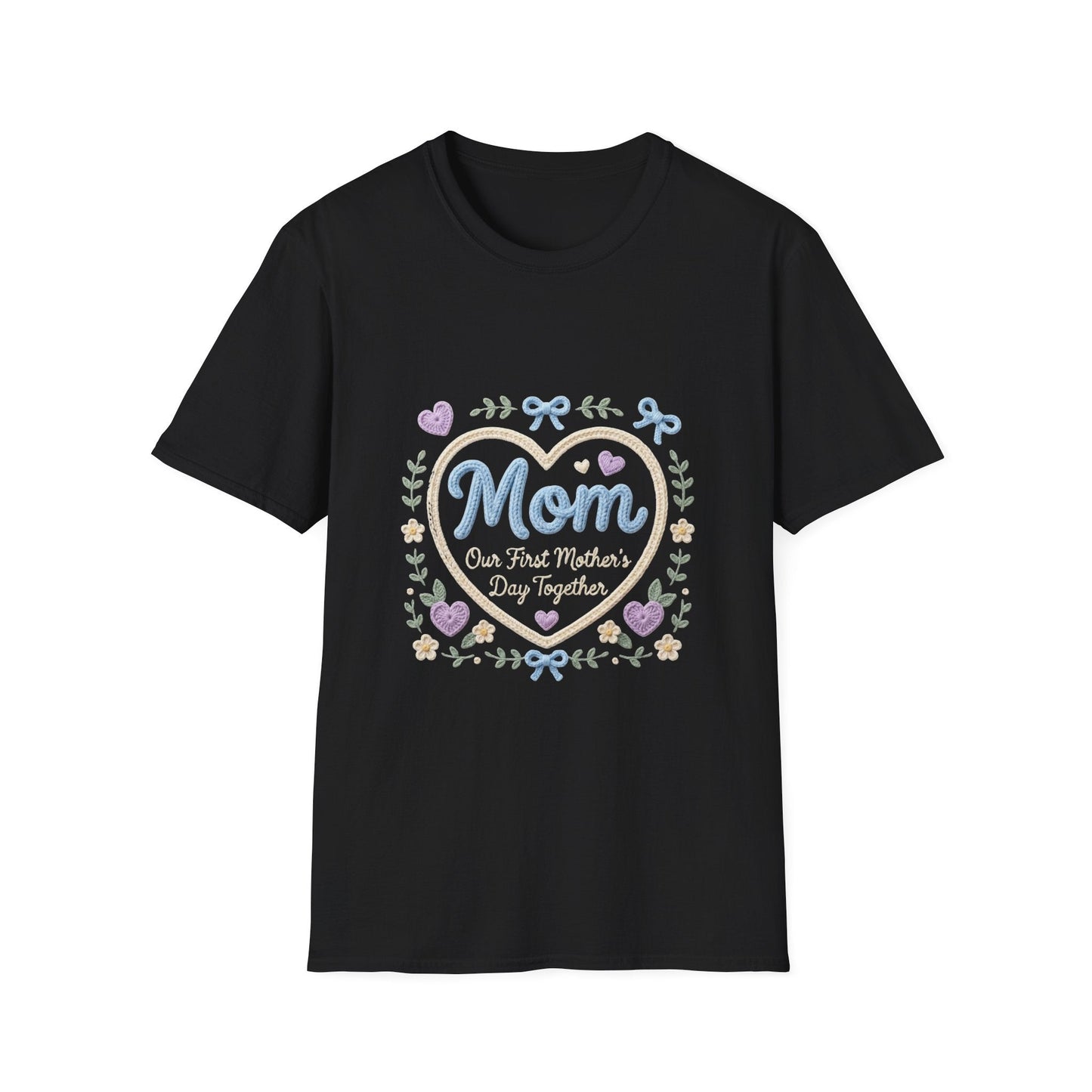 Mom Heart Floral T-Shirt — "Mom Our First Mother's Day Together" Gift Printify