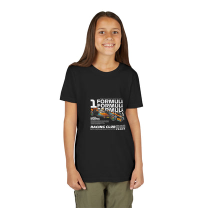 Formula 1 Racing Club Youth Tee - Cool Black Short Sleeve T-shirt for Young Fans - CreativeRino