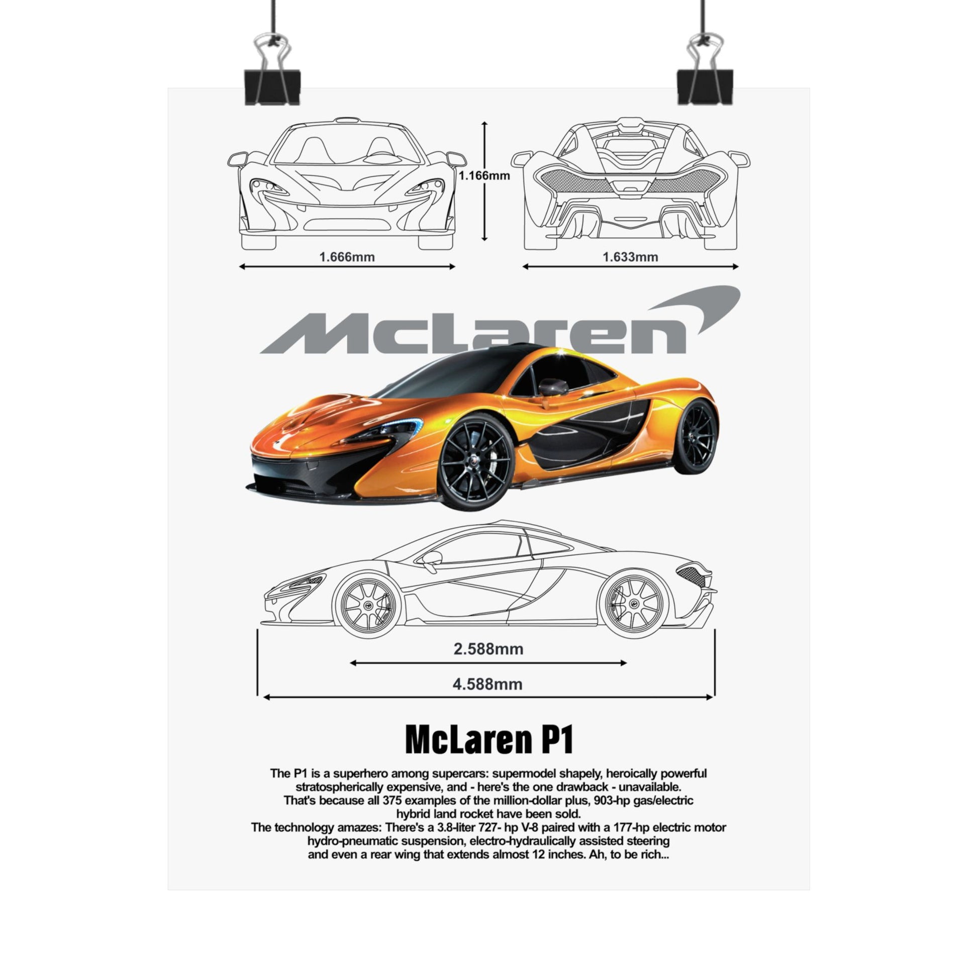 McLaren P1 Matte Vertical Poster - Sporty Car Wall Art for Auto Enthusiasts - CreativeRino