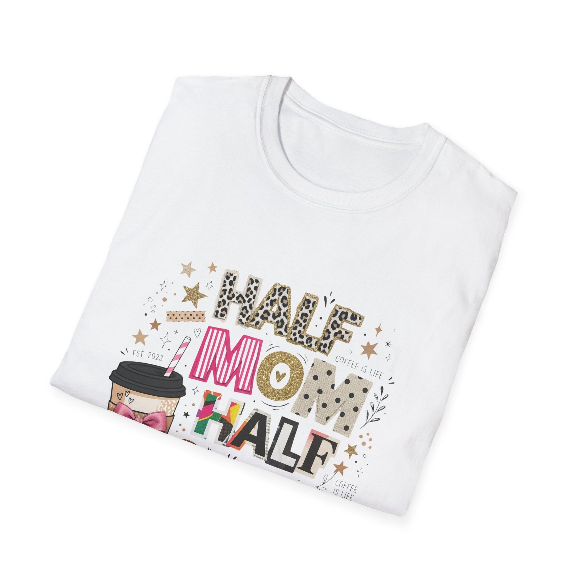 Half Mom Half Coffee T-Shirt — Funny Mom Coffee Tee Printify