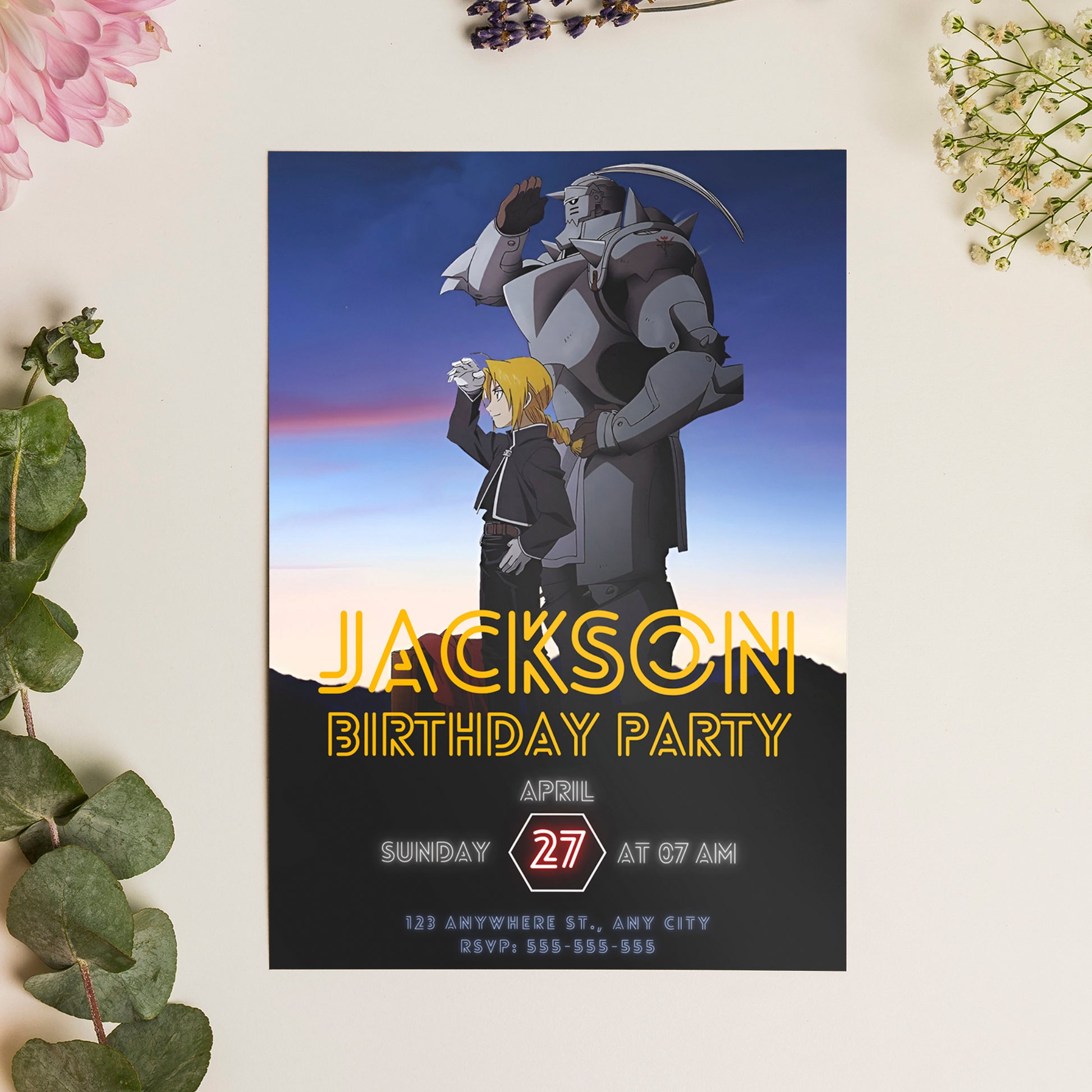 Fullmetal Alchemist  Birthday Invitation Template - CreativeRino