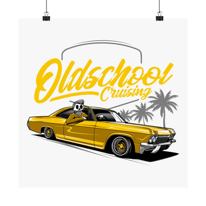 Vintage Car Matte Square Poster - Oldschool Cruising Art - CreativeRino