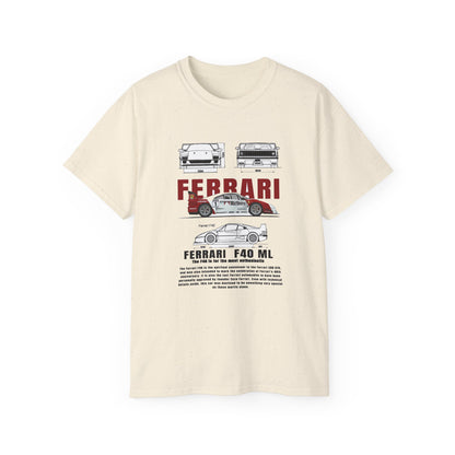 Ferrari F40 Multi-Graphic Unisex Ultra Cotton Tee | Car Enthusiast Gift T-shirt - CreativeRino