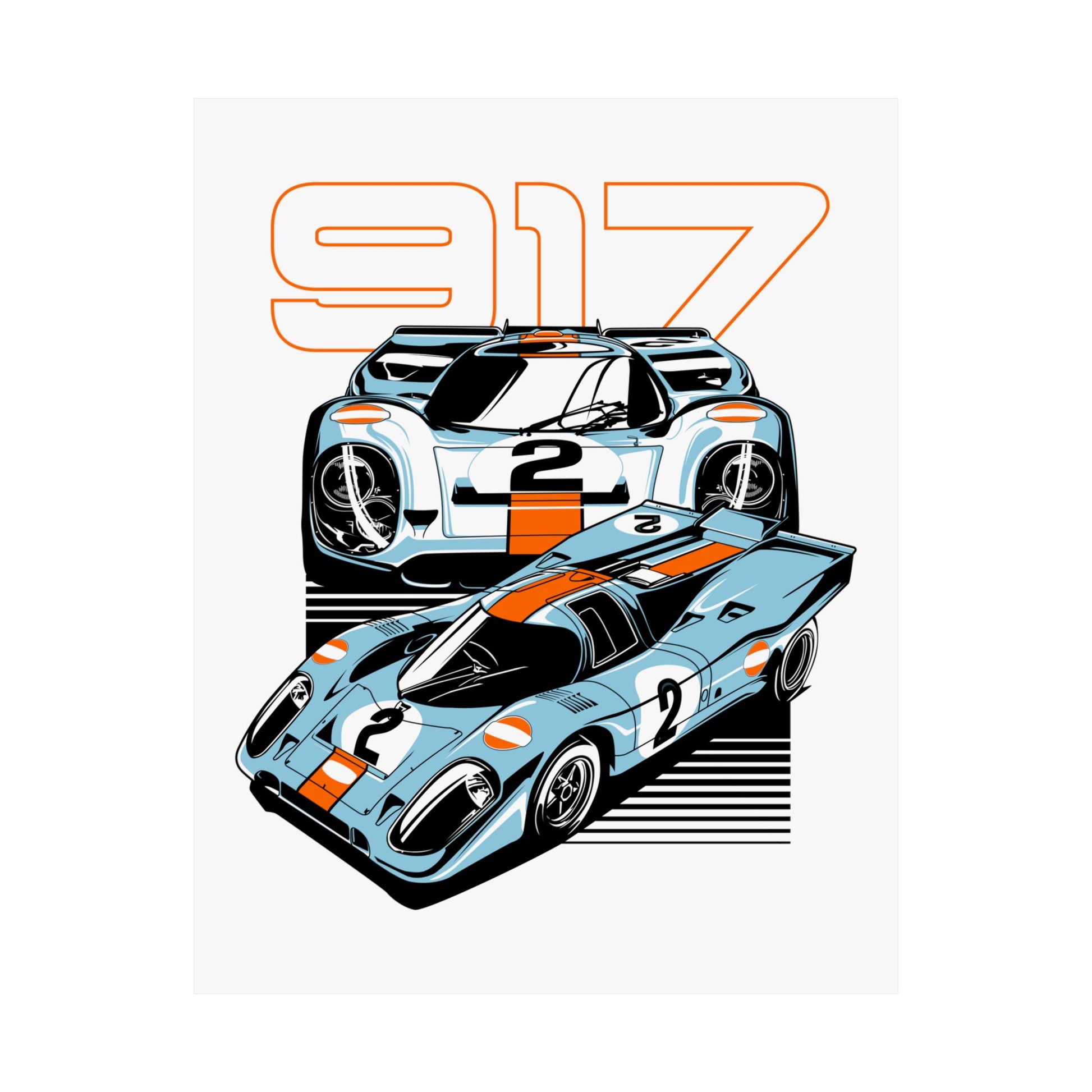 Racing Car Art Poster - Retro 917 Racing Decor - CreativeRino