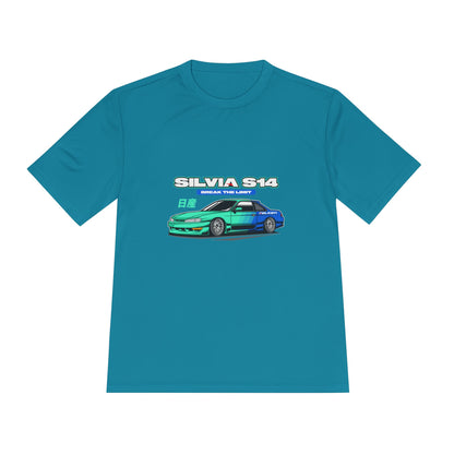 Silvia S14 Unisex Moisture Wicking Tee -  Car Graphic T-shirt for Car Enthusiasts - CreativeRino