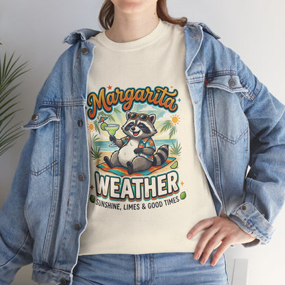 Margarita Weather T-Shirt — Cute Raccoon Cocktail Tee for Summer & Parties Printify