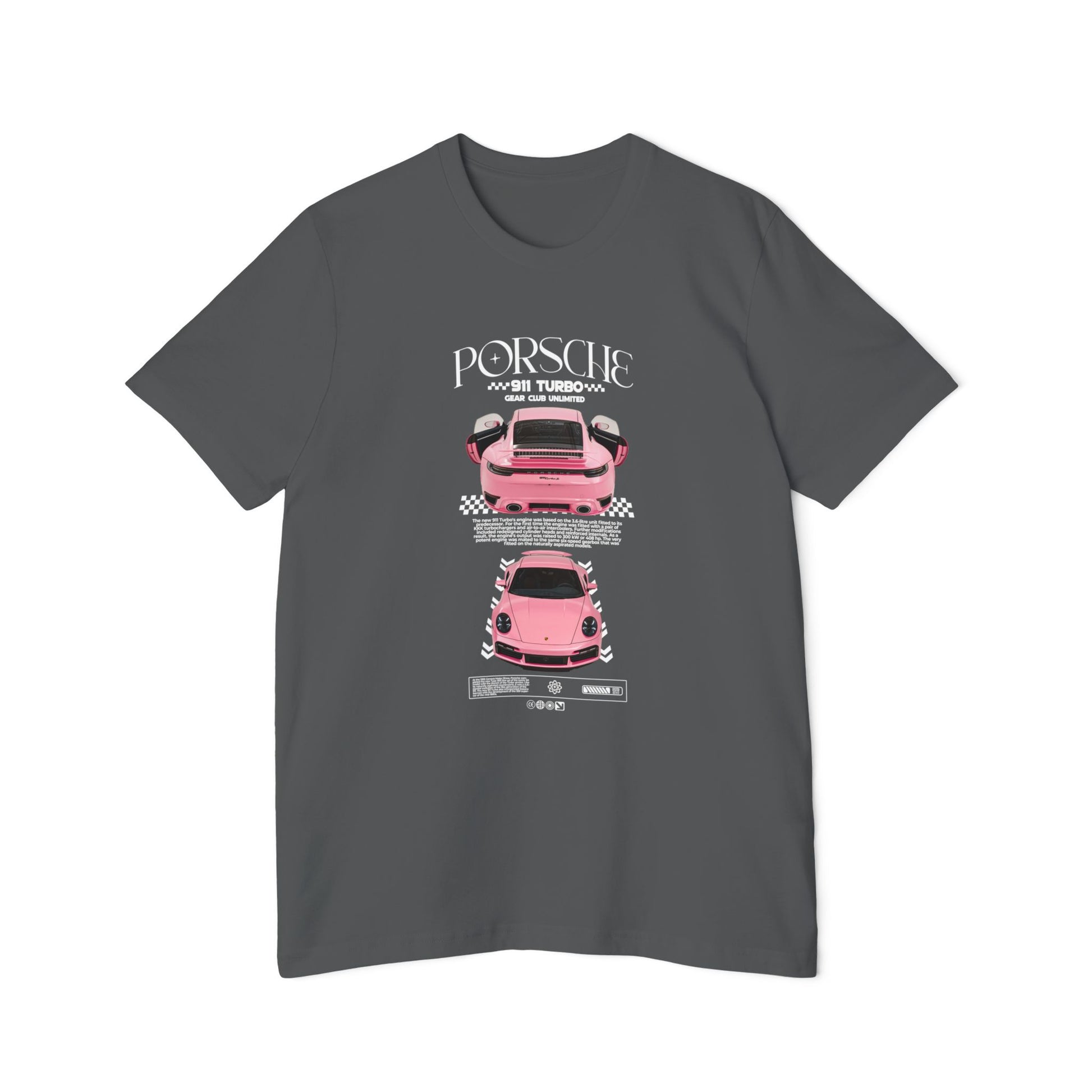 Porsche 911 Turbo S Pink Sports Car T-Shirt - USA-Made Unisex Tee - CreativeRino