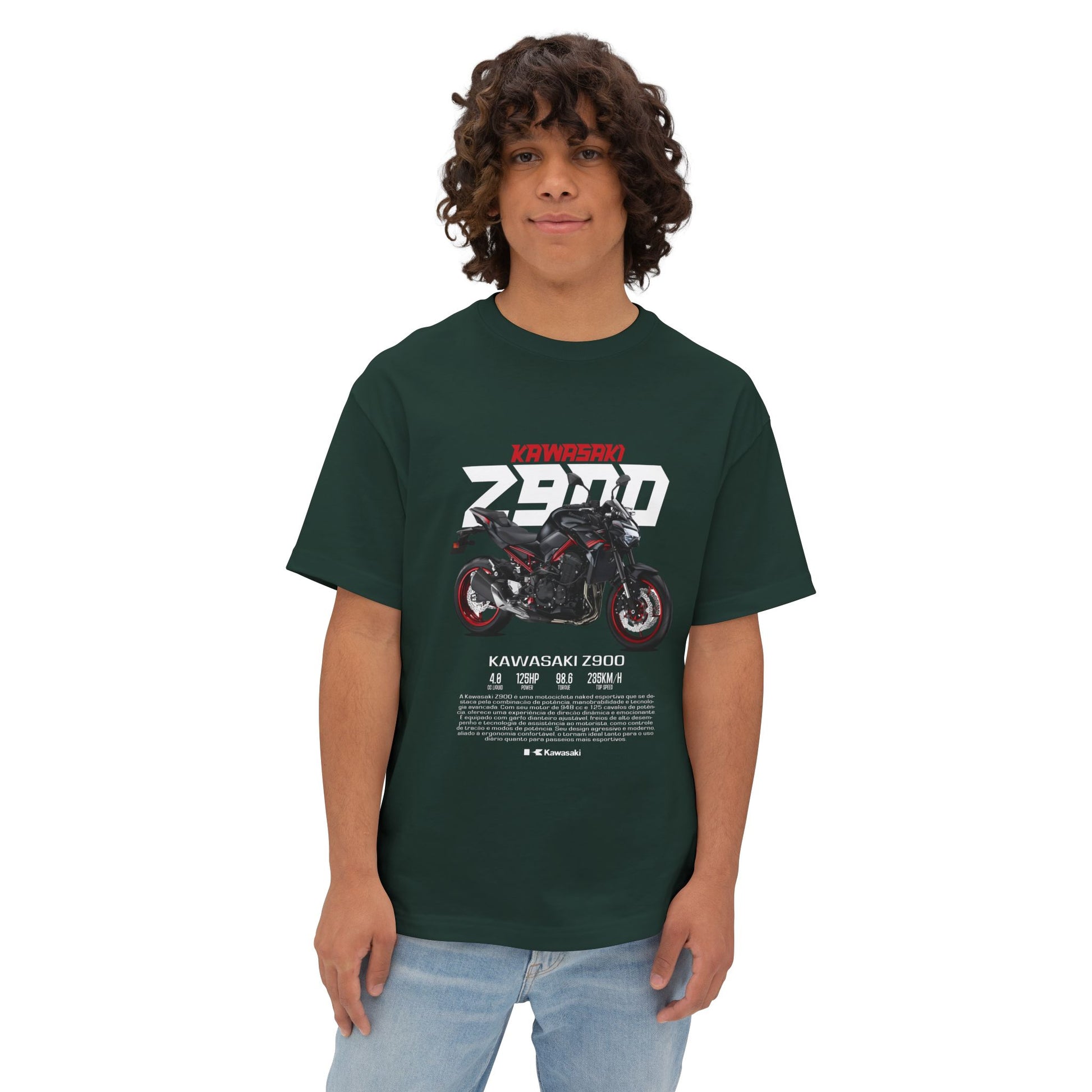 Kawasaki Z900 Unisex Oversized Boxy Tee - Motorbike Graphic T-Shirt - CreativeRino