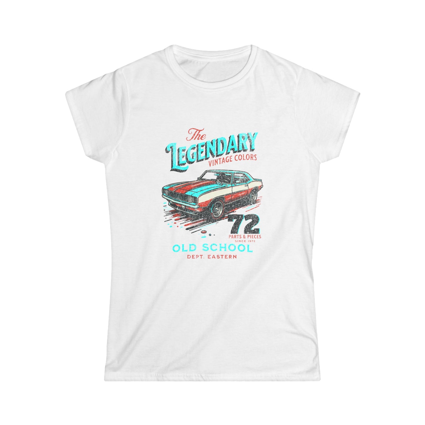 Vintage Car Graphic Women's Softstyle Tee - 'The Legendary Old School' T-shirt - CreativeRino