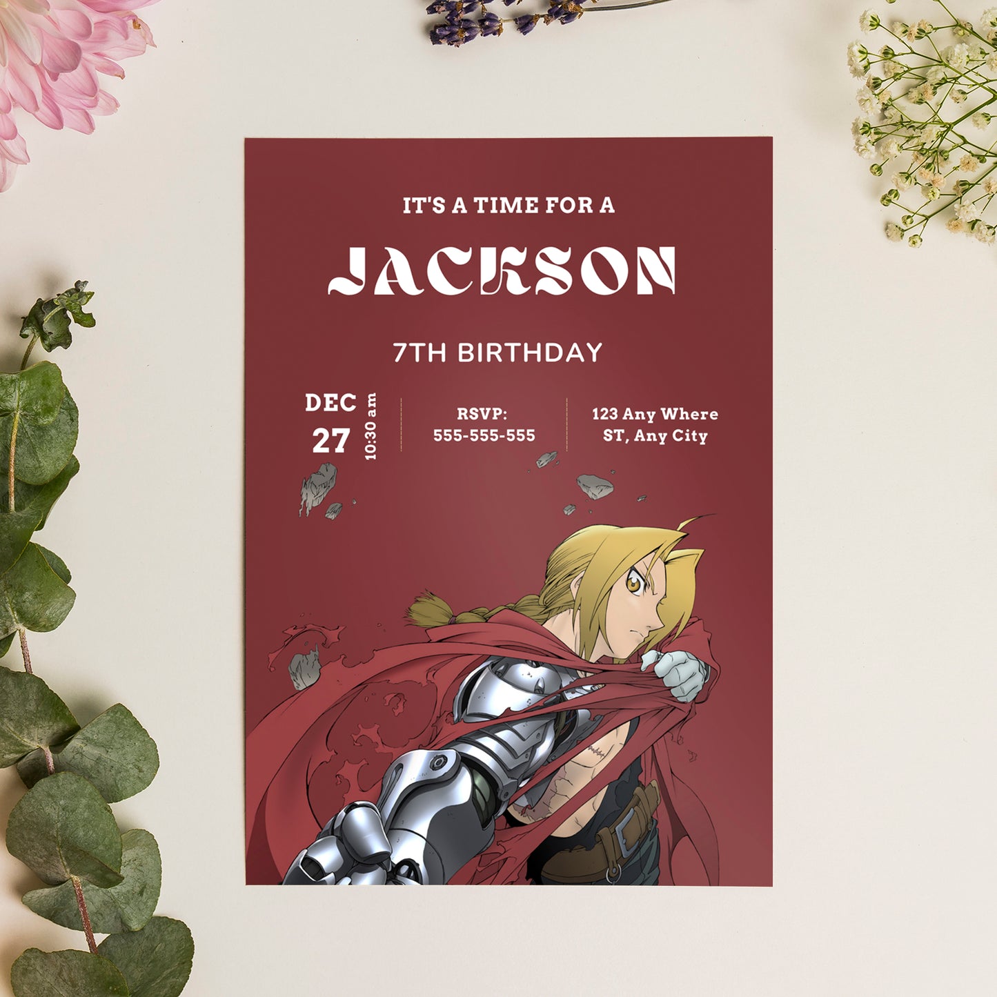 Fullmetal Alchemist  Birthday Invitation Template - CreativeRino