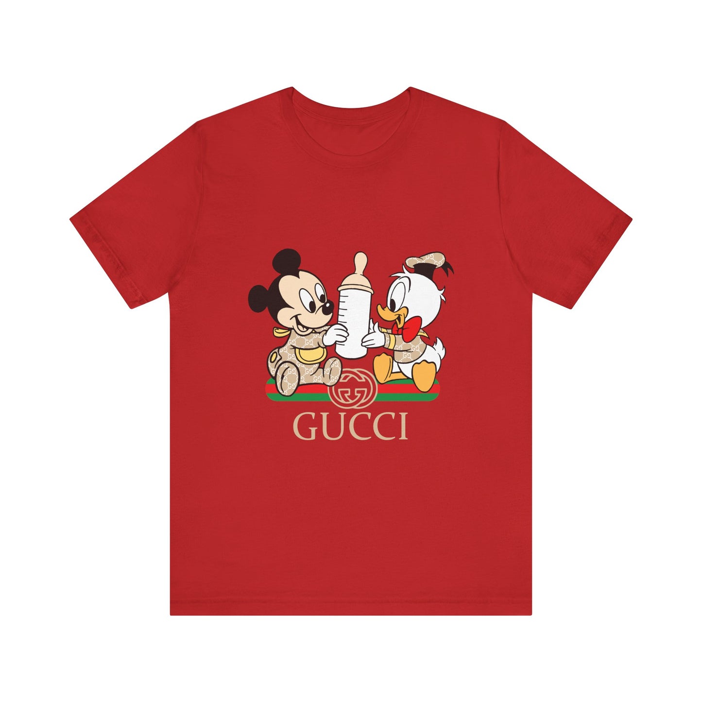 Cute Baby Mickey Mouse and Donald Duck Character Tee - Gucci Inspired Unisex Short Sleeve T-shirt - CreativeRino
