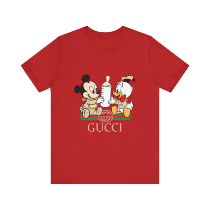 Cute Baby Mickey Mouse and Donald Duck Character Tee - Gucci Inspired Unisex Short Sleeve T-shirt - CreativeRino