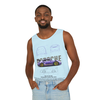 Unisex Garment-Dyed Tank Top - Porsche Design - Perfect T-shirt for Car Enthusiasts - CreativeRino