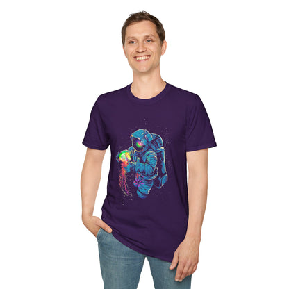 Astronaut with Jellyfish Graphic Tee - Unisex Softstyle T-Shirt - CreativeRino
