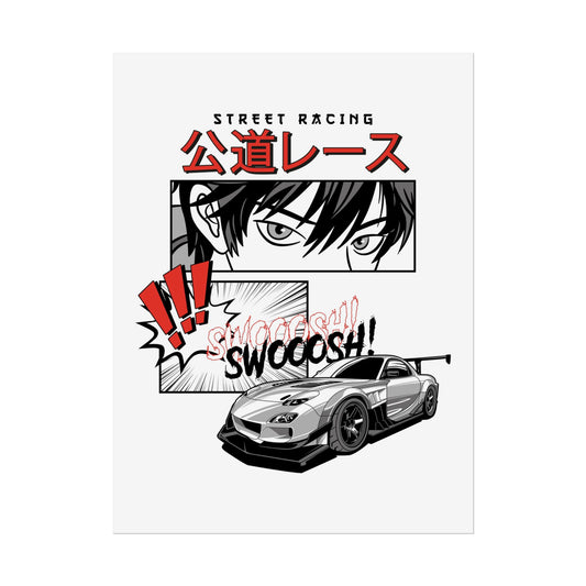 Street Racing Art Print - Vintage Car Poster for Auto Enthusiasts - CreativeRino