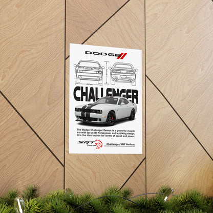 Dodge Challenger Matte Vertical Posters - Perfect for Car Enthusiasts and Gift Giving - CreativeRino
