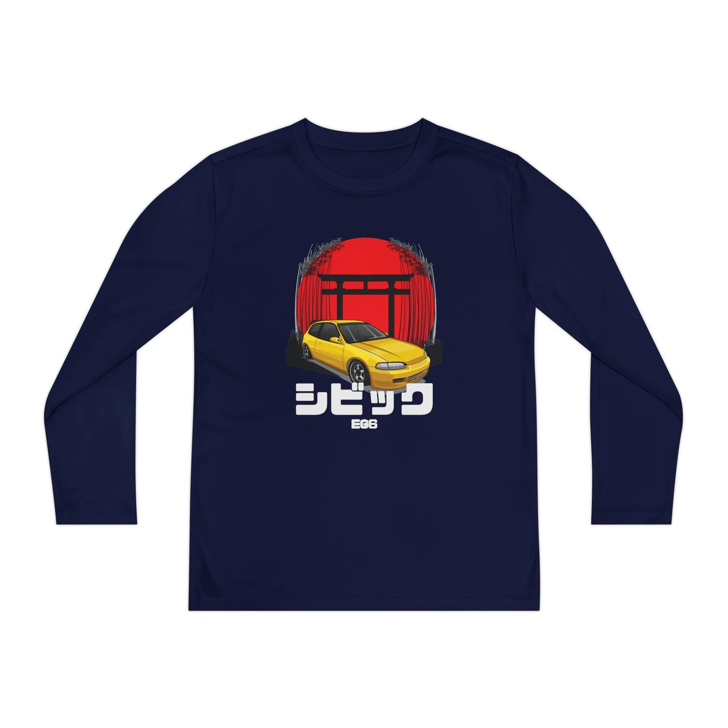 Civic Estilo Youth Long Sleeve Car Graphic Tee - Stylish & Sporty T-shirt Design - CreativeRino