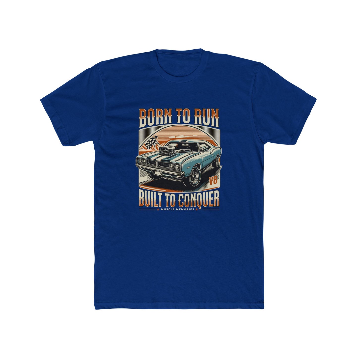 Born to Run: Vintage Muscle Car Unisex Cotton Crew Tee | Car T-shirt - CreativeRino