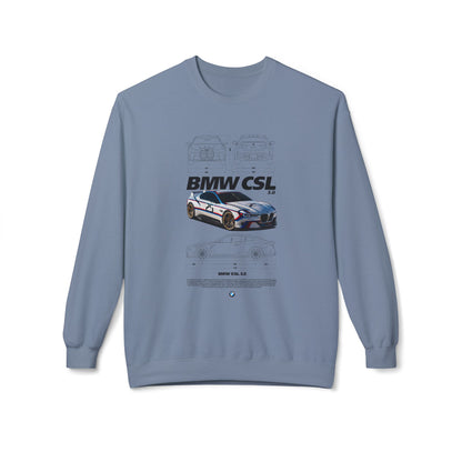 BMW CSL Fleece Crewneck Sweatshirt - Perfect for Car Enthusiasts - CreativeRino