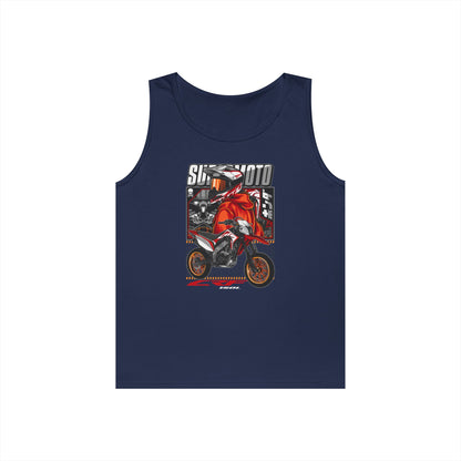 Super Moto Motorcycle Graphic Unisex Heavy Cotton Tank Top | Perfect T-shirt for Bikers and Summer Rides - CreativeRino
