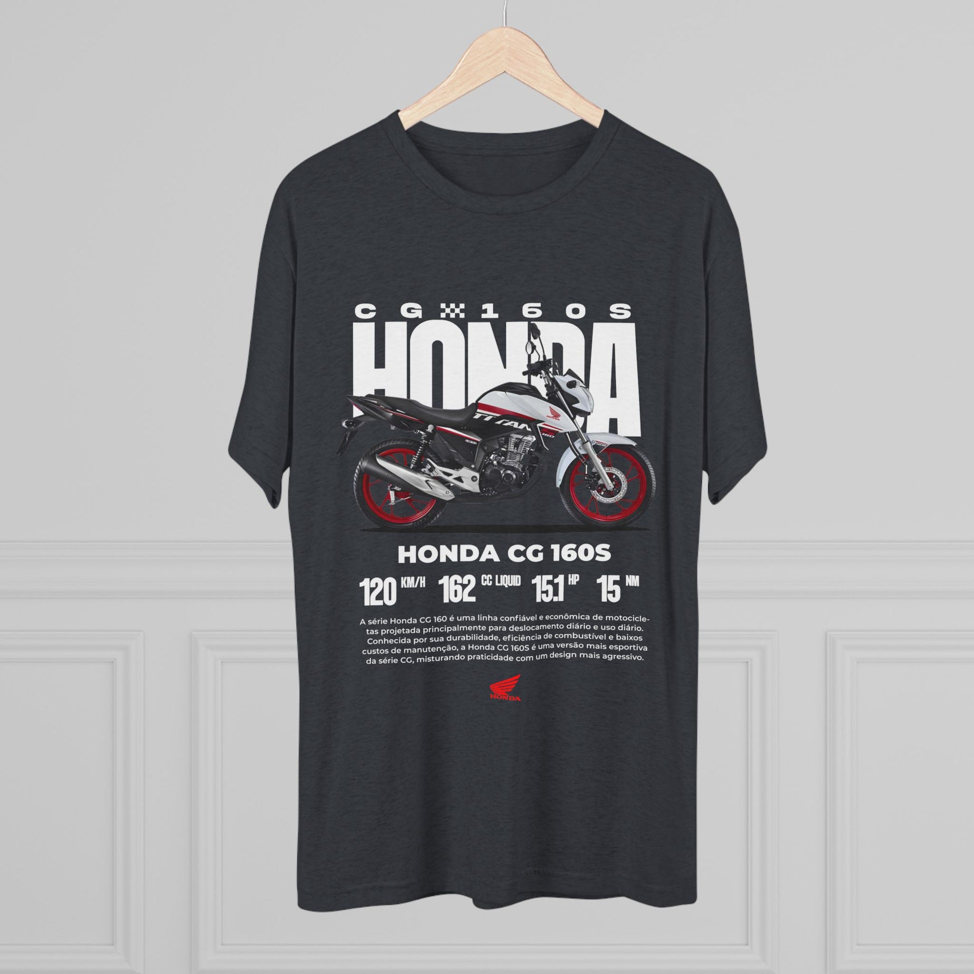 Honda CG 160S Unisex Tri-Blend Crew Tee - Perfect T-shirt for Motorcycle Enthusiasts - CreativeRino