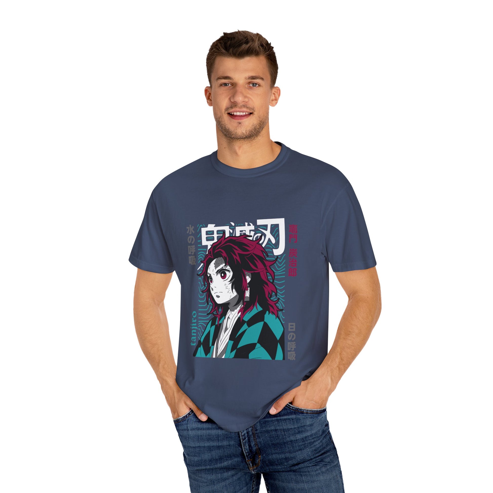 Demon Slayer Unisex Garment-Dyed T-Shirt - Tanjiro Design - CreativeRino