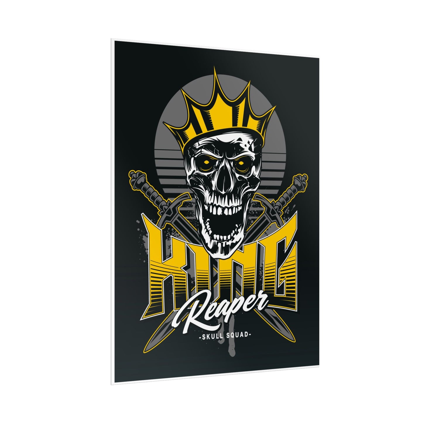 Vintage Skull King Reaper Poster - Bold Wall Art for Gamers & Bikers - CreativeRino