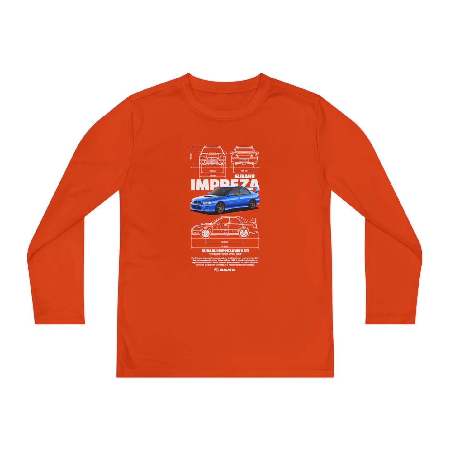 Subaru Impreza Youth Long Sleeve Tee - Coo l Car Design for Young Automotive Enthusiasts - CreativeRino