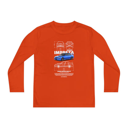 Subaru Impreza Youth Long Sleeve Tee - Coo l Car Design for Young Automotive Enthusiasts - CreativeRino
