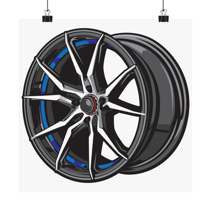 Car Enthusiast Matte Square Posters - Stylish Wheel Design for Auto Lovers - CreativeRino