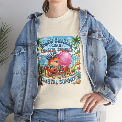 Beach Bubbles Crab Coastal Summer T-Shirt Printify