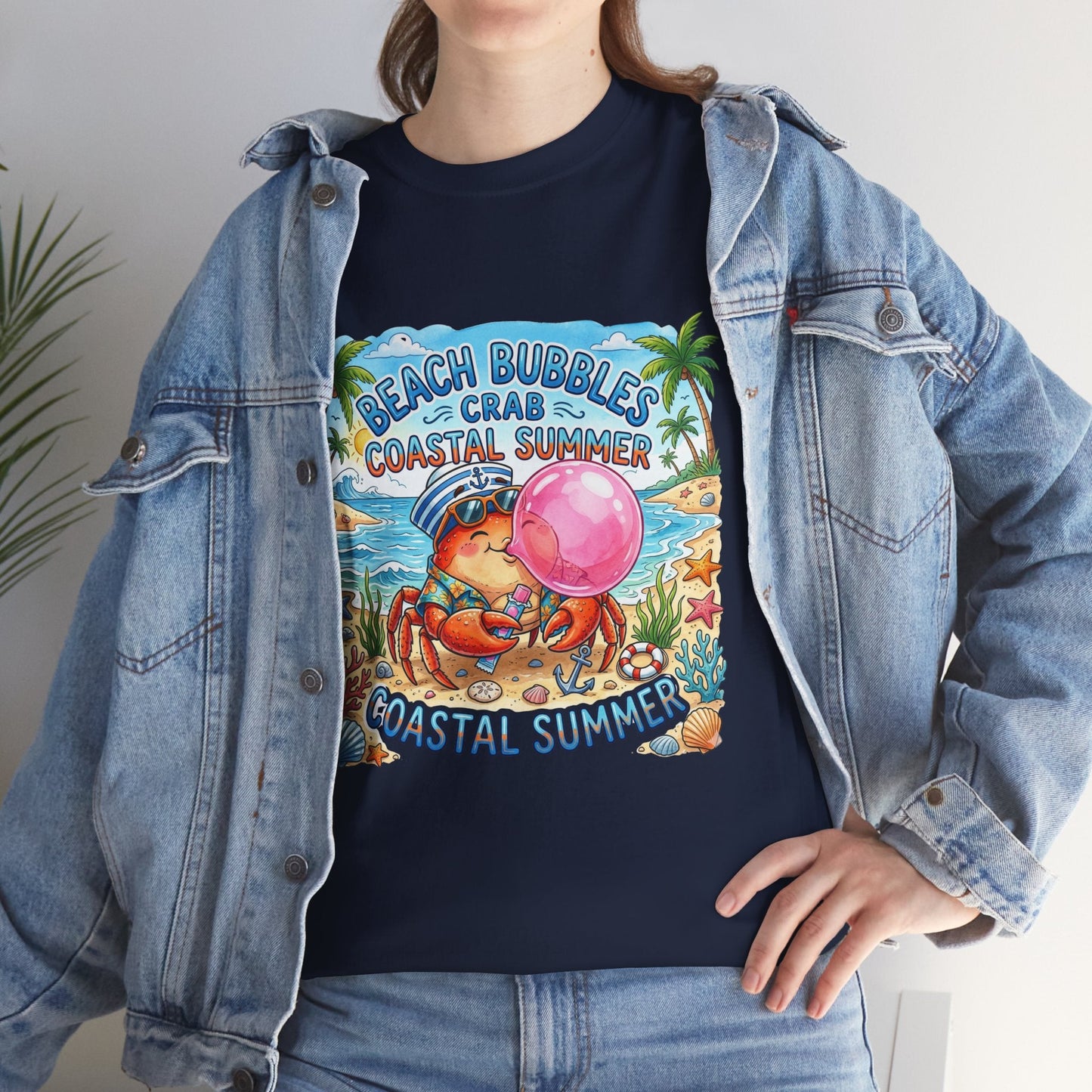 Beach Bubbles Crab Coastal Summer T-Shirt Printify