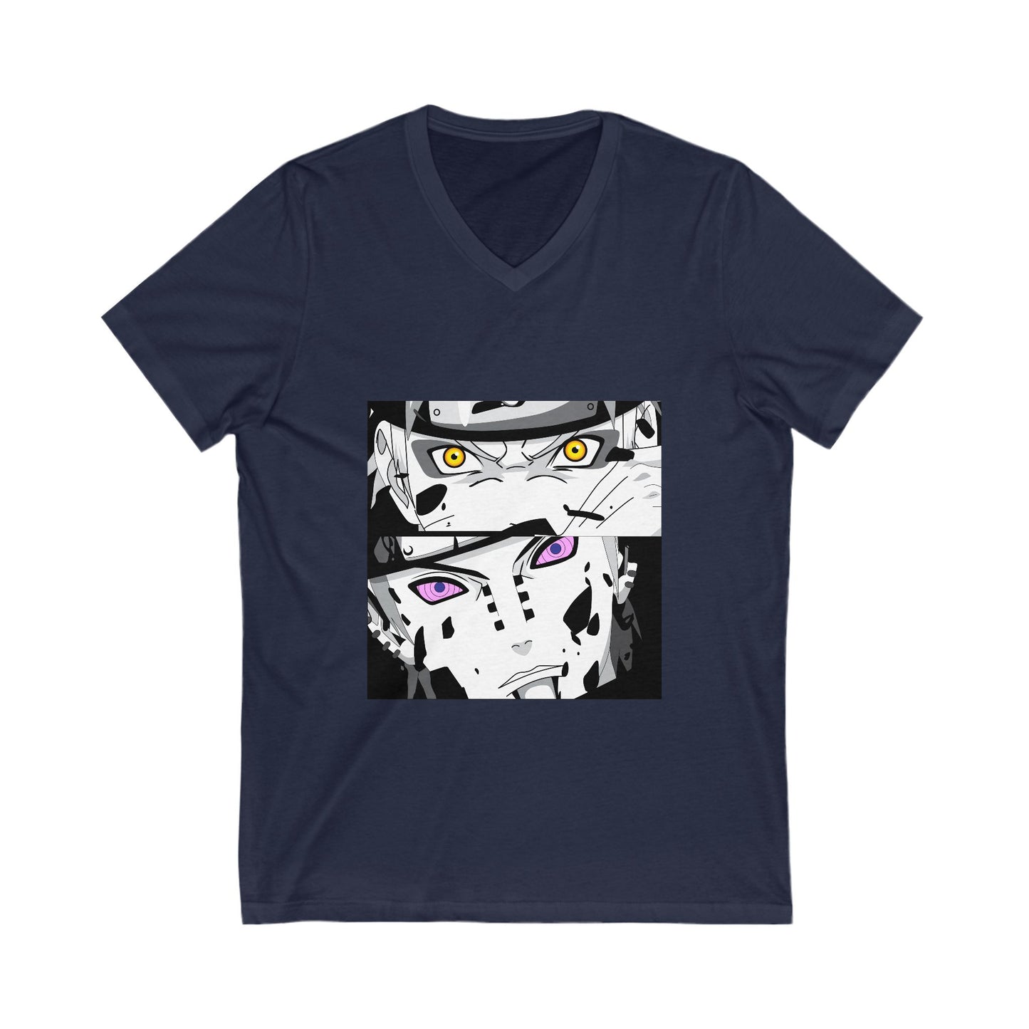 Naruto Inspired V-Neck Tee for Fans - Anime T-shirt Design - CreativeRino