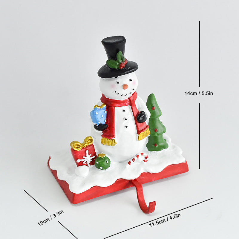 Santa & Snowman Stocking Hanger Hook | Christmas Fireplace Mantel Decoration