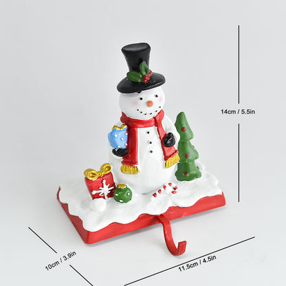 Santa & Snowman Stocking Hanger Hook | Christmas Fireplace Mantel Decoration