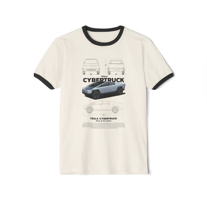 Retro Tesla Cybertruck Ringer T-Shirt for Casual Enthusiasts - CreativeRino