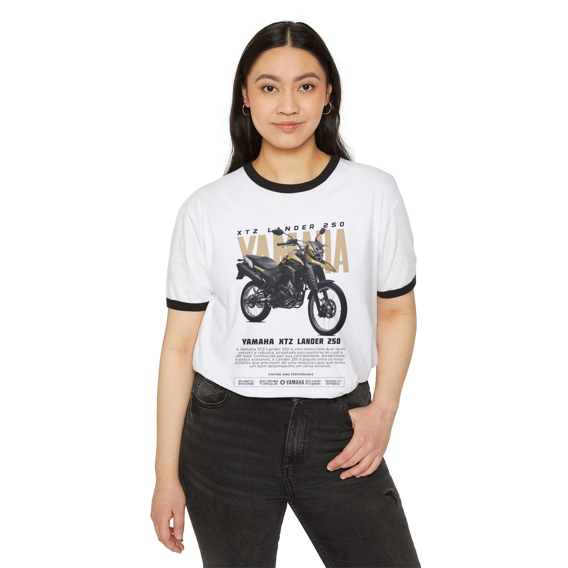 Yamaha XTZ Lander 250 Unisex Cotton Ringer T-Shirt - Vintage Motorcycle Graphic Tee - CreativeRino