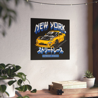 New York Street Race Matte Square  Poster - Vibrant Car Art for Auto Enthusiasts - CreativeRino