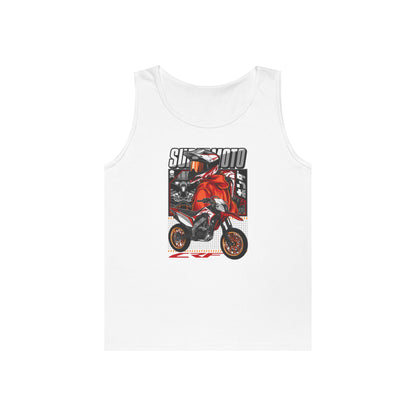 Super Moto Motorcycle Graphic Unisex Heavy Cotton Tank Top | Perfect T-shirt for Bikers and Summer Rides - CreativeRino