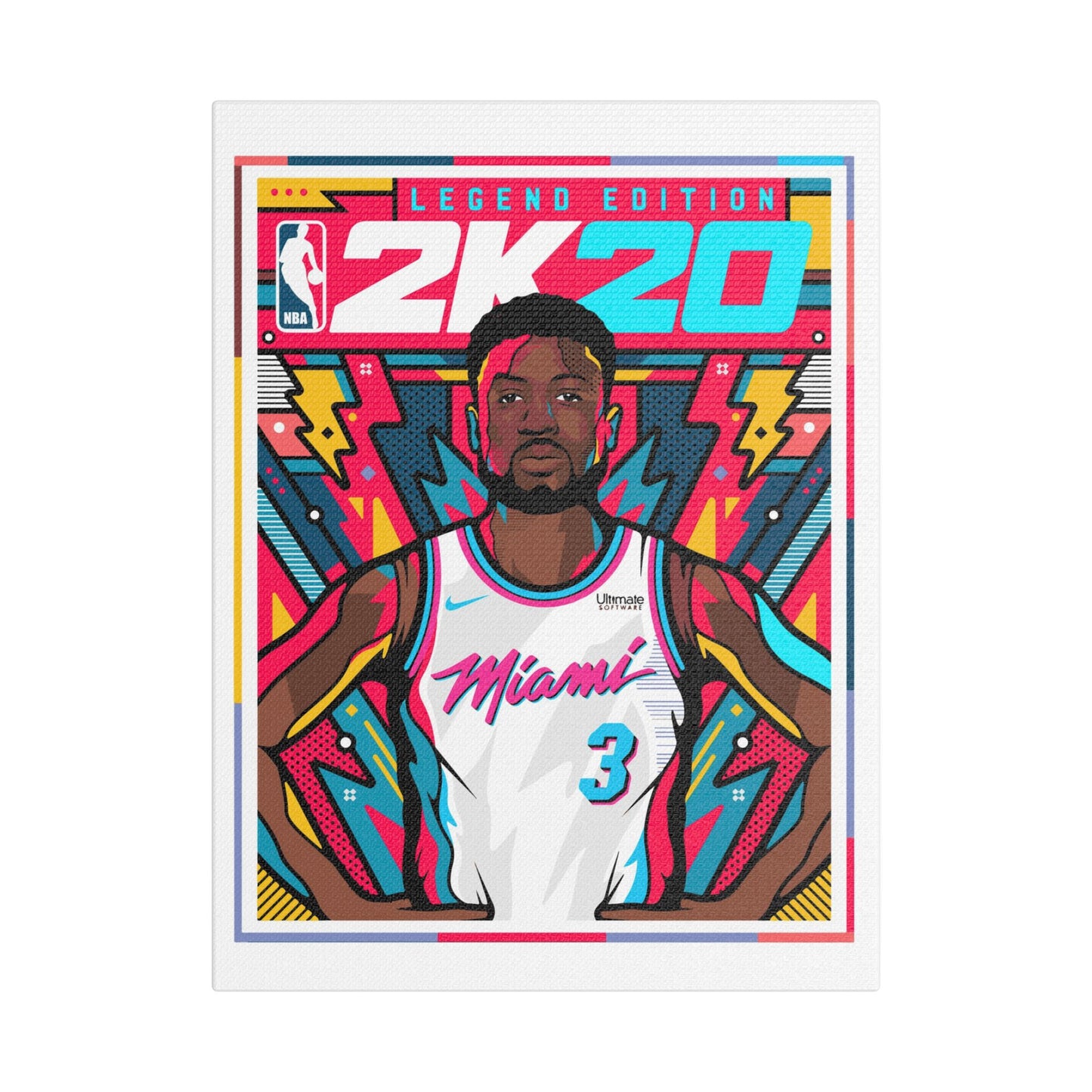 Dwyane Wade NBA 2K20 Legend Edition Satin Canvas Wall Art - CreativeRino