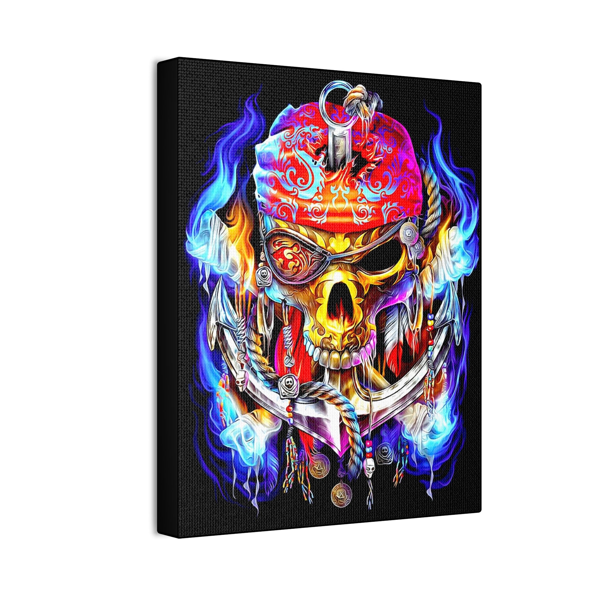 Calavera Pirata Canvas Wall Art - CreativeRino