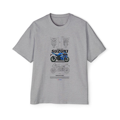 Suzuki GSX-R 1000 Men's Heavy Oversized Motorcycle T-shirt Graphic Casual Wear - CreativeRino