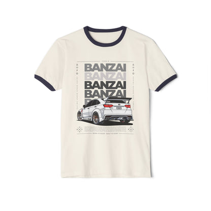 Banzai Racing Unisex Cotton Ringer T-Shirt - Car Enthusiast Apparel - CreativeRino