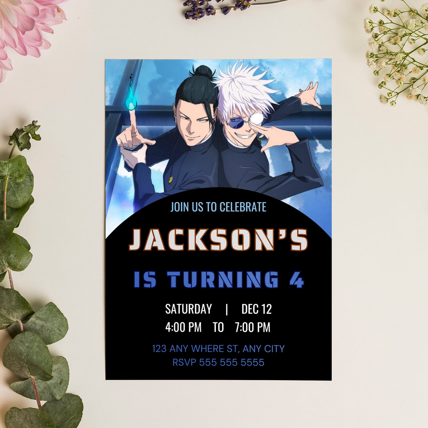 Jujutsu Kaisen Birthday Invitation Template - CreativeRino